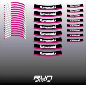 Resim Kawasaki Motorsiklet Pembe Jant Şeridi Jant Içi Yazılı 17 Inc 