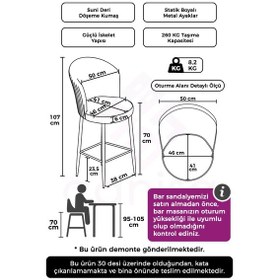 Resim Canisa Uras Serisi 2 Adet Gri Deri Bar Sandalyesi Deri Ada Mutfak Sandalyesi Beyaz Metal Ayaklı Sandalye Gri Ayaklar Beyaz 