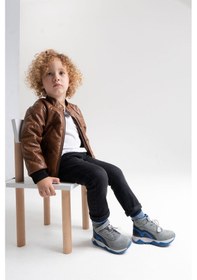 Resim Mnpc Erkek Çocuk Gri Hakiki Deri Suya Dayanıklı Günlük Bot 25k4b1106267 Gri 