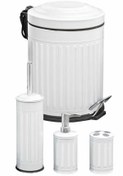 Resim coverest 5 Lt Vintage Serisi 4 Lü Banyo Seti Amortisör Kapaklı Beyaz Çöp Kovası 