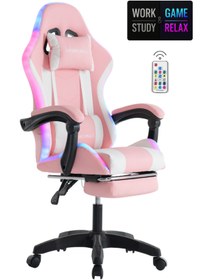 Resim Fashcolle Pink Star Işıklı - Masaj Özellikli Oyuncu Koltuğu Pembe-beyaz 