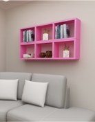 Resim Dekormer Design Kitaplık Yan Pembe Renk Duvar Rafı Ikili Takım 