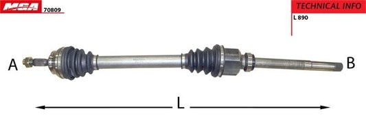 Resim MGA 70809 | Aks Sağ Peugeot: 301 Citroen C-Elyzee 1.6 HDI (21×24×881,5mm) 