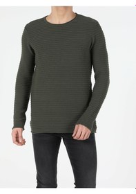 Resim Colin's Colins Slim Fit Bisiklet Yaka Erkek Haki Kazak 