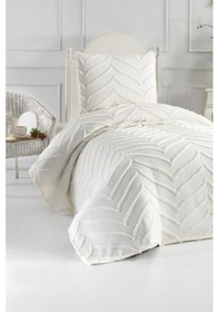 Resim Çeyiz Diyarı Sementina 2 Parça Tek Kişilik Pike Takımı Krem Krem 