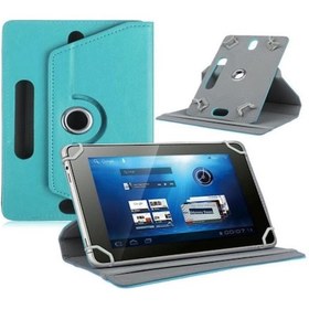 Resim Acer Iconia Tab P10 10.4" Dönerli Standlı Deri Tablet Kılıfı - Ekran Koruyucu - Turkuaz Kapaklı Kılıf 