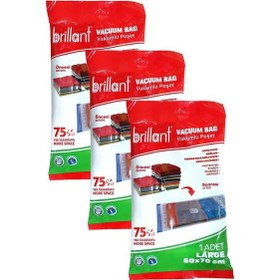Resim Brillant Vakumlu Hurç, 3lü Set, Large Boy 50x70 Şeffaf 