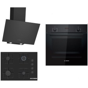 Resim Bosch Siyah 3Lü Ankastre Set 318( HBF512BB1T - POP7C6P30O - DWK64PJ60T ) 67 cm Ocak 