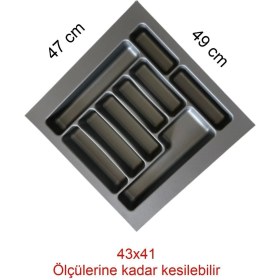 Resim Gri Renk Çekmece Içi Düzenleyici Kaşıklık 47X49 cm 