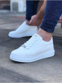 Resim WG Fashion Mp028 Bt Bağcıklı Ortopedik Yüksek/kalın Taban Erkek Sneaker Beyaz 