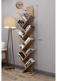 Resim Likya Model, Çam Renk, 10 Raflı Dekoratif Kitaplık Beyaz 