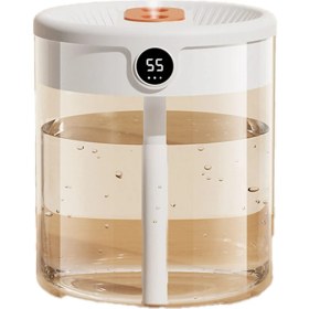 Resim H2O Hava Nemlendiricisi 2l Kapasite LCD Nemi ile Çift Memul Ekran Iletişim Yağı Difüzör Taşınabilir Usb, Beyaz (Yurt Dışından) 