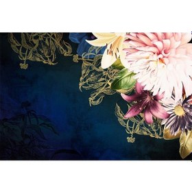 Resim Koyu Renk Zemin Üzerinde Renkli Çiçekler Duvar Kağıdı (393779169) 