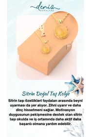 Resim Deniz Doğal Taş Sertifikalı Sitrin Orjinal ( Taşlar) Doğaltaş Kolye Ucu Gümüş Zincirle Dahil 