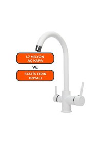 Resim Aquames - Su Arıtma İçin Kuğu modeli Beyaz 3 Yollu Musluk 