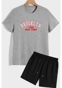Resim Brooklyn Şort T-shirt Eşofman Takımı Gri 