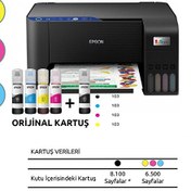 Resim Epson EcoTank L3250 Mürekkep Püskürtmeli Çok Fonksiyonlu Yazıcı + 5 Adet Renkli Mürekkep 
