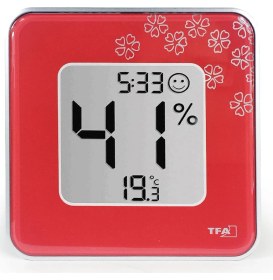 Resim Tfa Style Kırmızı Çiçekli Termometre Nem Ölçer 