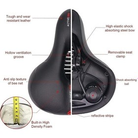 Resim Bisiklet Koltuk Sele Airzone Hava Kanallı Reflektörlü Elastomer Yaylı Soft Doku Selesi Geniş Sele Siyah 