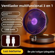 Resim 5000mah 3'ü 1 Arada Şarj Edilebilir Taşınabilir Masa Vantilatörü 1200mah Gri, 