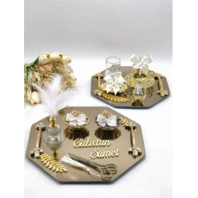 Resim 2'li Söz ve Nişan Tepsisi, Damat ve Kahvesi Için Şık Set 
