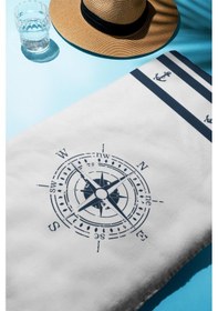 Resim Dijital Baskı Plaj Deniz Havlusu Pusula Desenli Peştamal Hvl0006 Renkli 