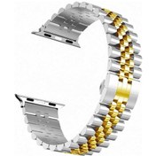 Resim Ekılıf - İos Watch 44mm Uyumlu - Kordon Metal Kordon Krd-36 - Gümüş-gold 