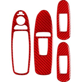 Resim Araba Karbon Fiber Bir Stil Pencere Cam Kaldırma Paneli Dekoratif Çıkartma Infiniti Q50 2014-2020, Sol Sürücü Kırmızı 1 Adet 