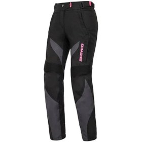 Resim MOTOANL Motosiklet Kadın Pantolonu Korumalı 4 Mevsim Maxdura Kumaş Hava Alabilen Fileli Bölgeler Siyah 