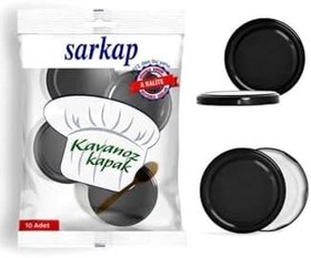 Resim Sarkap Hijyenik Paketli 10 Adet Kavanoz Kapağı - Siyah - 82Mm 