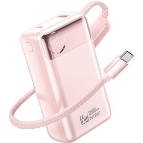 Resim Wiwu T132 Power Plus Serisi Type-C Kablolu PD Powerbank 65W 12000mAh Pembe 