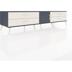 Resim Kronos Tv Ünitesi Tek Raflı 4 Çekmeceli Tek Kapaklı 220x59x51 Antrasit-antrasit/aytaşı Antrasıt/aytası - Antrasıt 