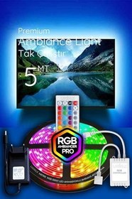 Resim luciole 5 Metre Tv Arkası Tak Çalıştır Rgb Led 16 Renkli 4 Animasyonlu Yatak Odası Mutfak Lambader 