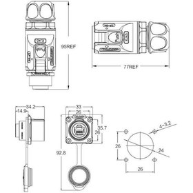 Resim Lp-24-c/rj45/015/pe-41-001 Su Geçirmez Ethernet Konnektörü - Erkek 