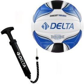 Resim Delta Rivo No 5 Dikişli Voleybol Topu Beyaz Mavi + Pompa Beyaz - Mavi 