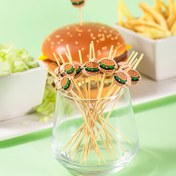Resim 50/100 adet Hamburger Bambu Şiş - Barbekü Çubukları, Mezeler için Ahşap Barbekü Çubuklar, Sosis, Kuyruklu Kuş Yumurtası, Kabob Çubuğu, Çikolata Fıskiyesi, Mutfak, Parti 