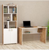 Resim Kalenderdekor1 Kalender Dekor Ellen Mayra 120 Cm Çalışma Masası Takımı A.Ç.B Beyaz - Meşe 