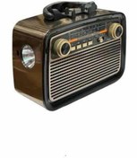 Resim Techno Stock Nostalji Radyo Bluetooth Hoparlör USB-SD Kart Giriş Led Fener Işıklı Bataryalı Pilli 