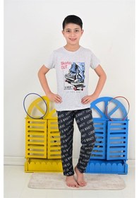 Resim Vitmo erkek çocuk kısa kollu pijama takımı so what skate model gri 