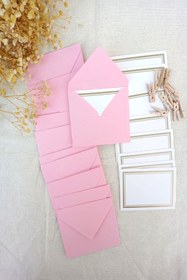 Resim Emtory Home Pembe 20 Adet Mandallı Zarflı Not Kartı Seti- Hediye Kartı - Tebrik Kartı (9x7 - 8,5x6) 