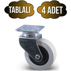 Resim Düz Tabla Frensiz Lüks Masa Tekeri Sehpa Tekeri Frensiz Krom - Gri 7cm 4 Adet Teker:50x20mm Gri 
