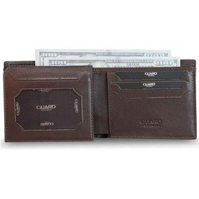 Resim Guard Kahverengi/yeşil Örgü Desenli Hakiki Deri Erkek Cüzdan // Grd260225wt1077 Diğer 