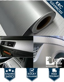 Resim KRCDİJİTAL 3d Karbon Hava Kanallı Araç Kaplama Folyosu 152cmx50cm Kendinden Yapışkanlı 