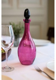 Resim Pembe Cam Kapaklı Sürahi - Pembe Renk Modern Tasarım Damla Karaf 