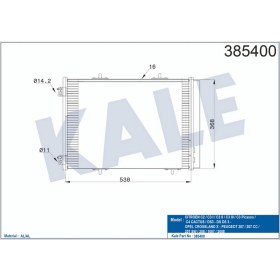 Resim Klima Kondenseri 207 06 C3 09 Ds3 10 1.6hdi-1.6 16V Al/al 538X368X16 Gnzrz 