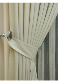 Resim Evdepo Home Keten Ekru Fon Perde Tek Kanat Ekru 