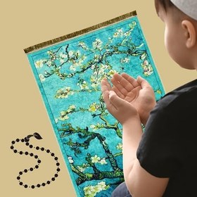Resim Su Yeşil Kadife Çocuk Seccadesi Ve Oyun Halısı 