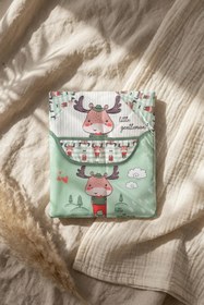 Resim Bebechi Milo Geyik Figürlü Su Geçirmez Kollu Bebek Beslenme Ve Etkinlik Önlüğü - Yeşil Leke Tutmaz Blw Mama 
