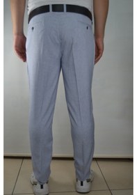 Resim Slim Cizgili Erkek Pamuklu Pantolon Mavi 