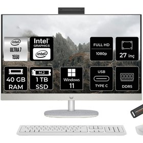 Resim HP 27-CR1021NT Ultra 7 155U 40GB DDR5 1TB SSD Intel Graphics 27" FHD W11H Beyaz All in One & PER4 